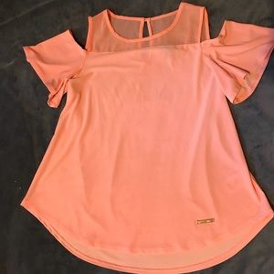 Pink cold shoulder blouse